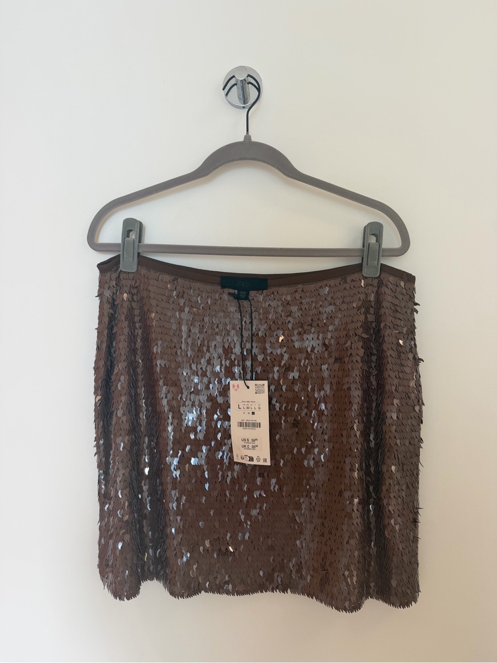 Zara Brown Sequin Mini Skirt - Picture 3 of 7